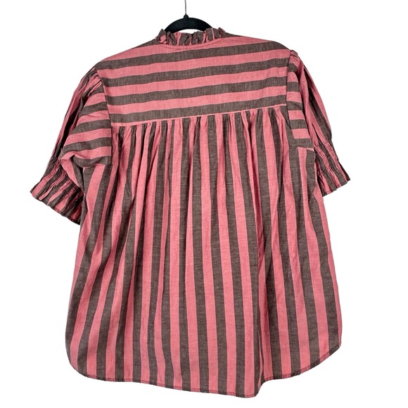 Mille Striped Pink and Brown Women's Top Preppy academia boho girly - Picture 10 of 14